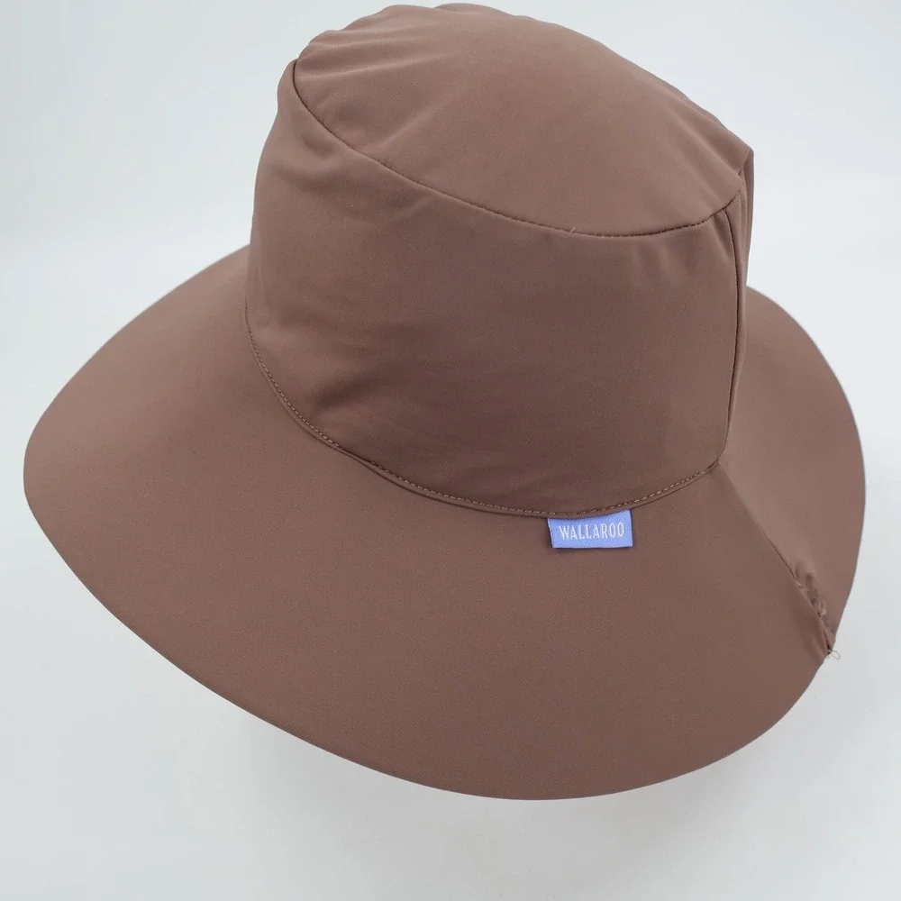 Wallaroo Hat Company Aqua Hat Womens OS Brown Lycra Wide Brim Sun Hat Chin Strap